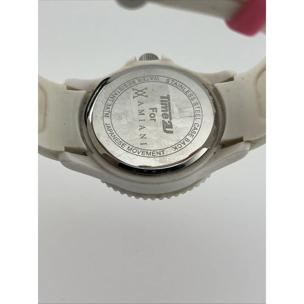 Time2U for Amiani Watch Women 40mm Case‎ White Silicone Band- New Battery